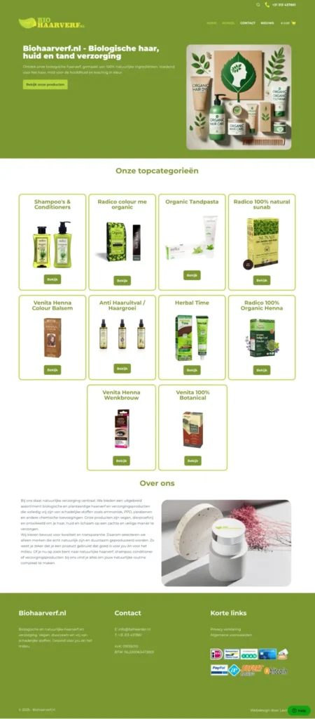 foto van de webshop biohaarverf.nl